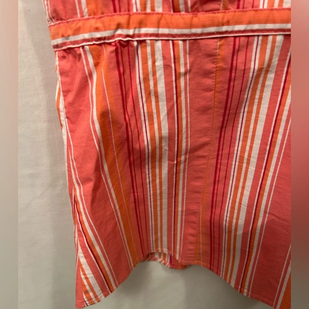 Bass Sleeveless Striped Tie-Front Blouse in Coral and White - Picture 9 of 11